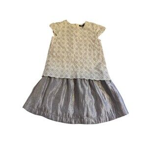 NWOT BABY GAP Girl's Ivory Eyelet Layered Shimmer Dress  Size 4 Years
